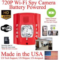 SecureGuard WiFi 60 Day Battery Powered 720P Fire Alarm Strobe Light Hidden Spy Camera (60 Day Battery, 16GB SD, 720P Resolution)