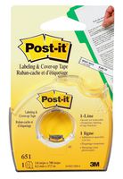 Post-it(R) Labeling and Cover-Up Tape 651, 1/6-inch x 700 Inches
