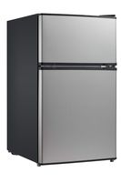 Midea WHD-113FSS1 Double Door Mini Fridge with Freezer for Bedroom Office or Dorm with Adjustable Remove Glass Shelves Compact Refrigerator 3.1 cu ft, Stainless Steel