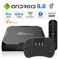 Android TV Box 9.0 X96 Max+ Smart TV Box Amlogic S905X2 Quad Core 4GB 64GB Support USB 2.4G WiFi BT 1000M 4K Media Player Set top Box Android Mini PC with Wireless Keyboard Remote TTV Box