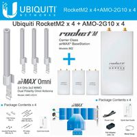 Ubiquiti RocketM2 RM2 2.4GHz (X4) + AMO-2G10 (X4) 2.4GHz 10dBi Omni 4-pack