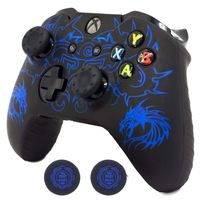 Xbox One Controller Skin, BRHE Anti-Slip Silicone Cover Protector Case Accessories Set for Microsoft Xbox 1 Wireless/Wired Gamepad Joystick with 2 Thumb Grips Caps (Blue)