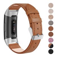 SWEES Leather Bands Compatible for Charge 3 & Charge 3 SE Fitness Tracker, Genuine Leather Band Strap Wristband Replacement for Women Men Small Large, Black, Rose Gold, Beige, Brown, Grey, Tan