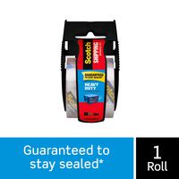 Scotch Heavy Duty Shipping Packaging Tape, 1.5"" Core, 1.88 in. x 800 in., Great for Packing, Shipping & Moving, Clear, 1 Roll with Dispenser (142-BL)