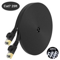 NIAFEYA Cat7 Ethernet Cable 25ft Shielded,Solid Flat-STP Slim Network Patch Cord,Faster Than Cat5/Cat6 Network,Durable Cat7 High Speed RJ45 LAN Wire for Xbox,Router,Modem,PS3/4 (Black)