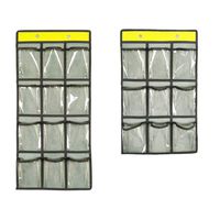 NIMES Hanging Closet Underwear Sock Storage Over The Door Jewelry Organizer 36 Clear Pockets (GREY-12 & 9 Pockets Pack)