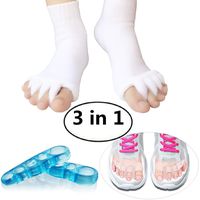 Toe Separators Set, Toes Alignment Socks, Gel Toe Spacers Toe Stretchers, The Best Choice for Treating Bunions and Overlapping Toes - Available for Men and Women (white)