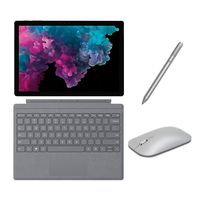 Microsoft Surface Pro 6 2 in 1 PC Tablet 12.3" (2736x1824) Touchscreen, i5-8250U, 8GB RAM, 128GB SSD w/Type Cover, Mobile Mouse, Surface Pen, Backlit, Webcam, Fanless, Win 10 - Platinum (Renewed)