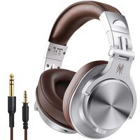OneOdio A70 Bluetooth Over Ear Headphones, Studio Headphones with Shareport, Foldable, Wired and Wireless Professional Recording Headphones with Stereo Sound for Electric Drum Piano Guitar (Silver)