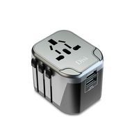 Disi Travel Adapter Black Smart Universal 2 USB in One International Power Adapter for High Power Appliances for US, UK, EU, AU Over 200 Countries (Black)
