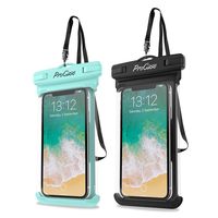 ProCase Universal Waterproof Case Cellphone Dry Bag Pouch for iPhone 11 Pro Max Xs Max XR XS X 8 7 6S Plus, Galaxy S10 Plus S10 S10e S9+/Note 10 10+ 5G 9 8, Pixel 4 XL up to 6.8" - 2 Pack, Green/Black