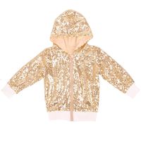 Cilucu Kids Jackets Girls Boys Sequin Zipper Coat Jacket for Toddler Birthday Christmas Clothes Hoodie DK Gold 5-6years