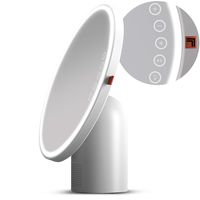 SHARPER IMAGE Bluetooth Vanity Mirror with Lights and Speakers, Distortion-Free Swivel Mirror, Wireless Speaker and Speakerphone, Adjustable LED Light Halo, Modern Bathroom Accessory