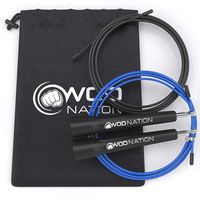 WOD Nation Speed Jump Rope - Blazing Fast Jumping Ropes - Endurance Workout for Boxing, MMA, Martial Arts or Just Staying Fit + FREE Skipping Training Included - Adjustable for Men, Women and Children
