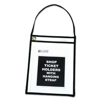 C-Line Shop Ticket Holders with Straps, Stitched, Black, Both Sides Clear, 9" x 12", Box of 15 (41922)