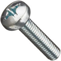 Class 4.8 Steel Machine Screw, Zinc Plated Finish, Pan Head, Phillips Drive, Meets DIN 7985, 5mm Length, M3-0.5 Metric Coarse Threads (Pack of 100)