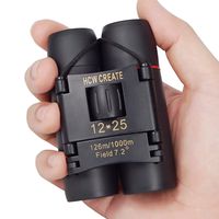 HCW CREATE 12x25 Mini Folded Binocular for Opera,Climbing,Traveling,Bird Watching,Hunting,Sightseeing fit for Adult and Kid(0.37lb)