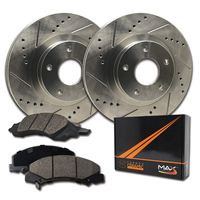 Max Brakes Front Performance Brake Kit [ Premium Slotted Drilled Rotors + Ceramic Pads ] KT053531 | Fits: 2008 08 2009 09 Chrysler Town & Country