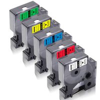 Replace Label Tape 1/2 Inch x 23 Feet, 45013 45016 45017 45018 45019 Standard Labeling Tape, Black on White/Blue/Red/Yellow/Green for Dymo Label Maker 160 210D 260P 450D Label Maker, 5-Pack