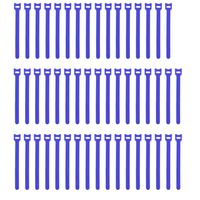 Pasow 50pcs Reusable Fastening Adjustable Cable Ties Wire Management (7 Inch, Blue)