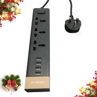 REMAX Power Strips with USB Ports 3 Way Outlets 4 USB Ports Surge Protection Universal Socket with 1.8 Extension Cord USB Charger Power Socket (Black)