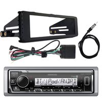 Kenwood Marine Digital Media Bluetooth Receiver, Enrock Stereo Installation Kit ('98-'13 Harley Davidson, HD Touring), Marine 22" Universal Wired AM/FM Radio Antenna