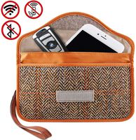 MONOJOY Faraday Bag for Phone and Car Key Fob Signal Blocker Harris Wallet, Phone and Vehicle Keys RFID Pocket Radio Signal Blocking Brown Bags