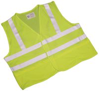 SKILCRAFT 8415-01-598-4868 Safety Vest with Silver Reflective Tape and Front Closure, Large, Lime