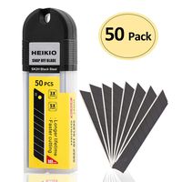 18mm Wide Black Snap-Off Blades 50-Pack, Quality Carbon Stainless Steel, Sharper, Replacement Blade for Most Box Cutter & Utility Knife