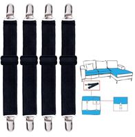 Korlon 4 Pack Adjustable Heavy Duty Bed Sheet Clips, Cover Grippers Suspenders Holder Bed Sheet Fasteners, Fitted Sheet Clips, Black
