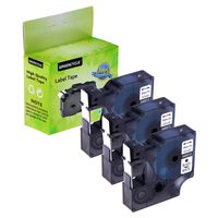 Greencycle 3 PK Black on White Label Tape Compatible for DYMO D1 45013 S0720530 12mm wide7m Length 1/2 X 23'