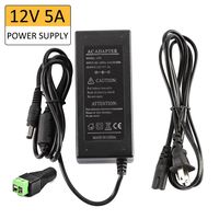 LEDMO Power Supply, Transformers,LED Adapter, 12V, 5A Max, 60 Watt Max, for LED Strip