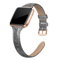 SWEES Leather Bands Compatible with Fitbit Versa 2 / Fitbit Versa Lite & SE/Fitbit Versa, Slim Thin Genuine Leather Replacement Strap for Versa Women (5.5" - 7.9"), Black, Champagne, Rose Gold, Tan