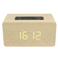Wooden Bluetooth Speaker,Wireless Bluetooth 4.2 Stereo Alarm Clock LED Display Time Speakers Built-in Microphone Support TF Card AUX for Travel, Home, Beach, Outdoors (Yellow Wood Grain - Led Clock)