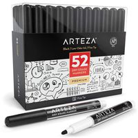 ARTEZA Dry Erase Markers, Bulk Pack of 52 (with Fine Tip), Black Color with Low-Odor Ink, Whiteboard Pens is perfect for School, Office, or Home