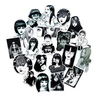21PCS Tomie Comic Print Black and White Thriller Horror Style Toy Sticker for Water Bottle Skateboard Luggage Trolley Laptop Doodle Cool Sticker