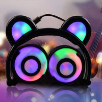 Kids Bear Ear Headphones, On/Over Ear Headsets for Boys Girls Back to School Supplies, Wired Foldable Headphones Glow in The Dark 85dB Volume Limiting for Toddler Teen Student Travel Birthday Gifts