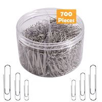 Paper Clips 700 Pieces Assorted Sizes with 1.1 Inch & 1.3 Inch & 2 Inch，Small Medium and Large Size Sliver Paperclips for Office School Hospital Document Organizing Daily DIY Use with Storage Box