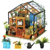 Rolife DIY Miniature Dollhouse Kit,Green House with Furniture and LED,Wooden Dollhouse Kit,Best Birthday for Women and Girls