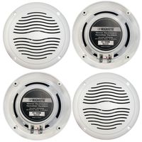 2 Pairs Of Magnadyne WR40W 5" Inch Waterproof Marine Boat & Hot Tub Dual Cone Audio Stereo Speakers - White