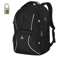 Travel Laptop Backpack for Men and Women, Extra Large College School Backpack with USB Charging Port,TSA Friendly Water Resistant Business Computer Backpack Fit 17.3 Inch Laptop and Notebook, Black