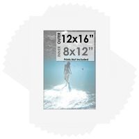 Mat Board Center, Pack of 10, 12x16 for 8x12 White Color Mats - Acid Free, 4-ply Thickness, White Core - for Pictures, Photos, Framing