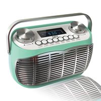 Detroit, FM AM Radio Alarm Clock Bedside Mains Powered Or Battery FM Retro Radio with LCD Display Clock Radio (Green)