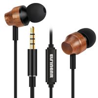 ELFINEAR Wood Earphones,HiFi in-Ear Noise-isolating Earbuds with Microphone & Volume Control
