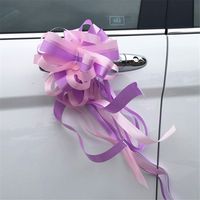 JISHUQICHEFUWU Genie 10pcs Large Organza Pull Bow Craft Ribbon Wedding Car Decoration Gifts Wrapping Supplies Packing Material Pull Flower, Powder + Purple