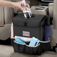 njnj Waterproof Car Trash Can Garbage Bin,Super Large Size Auto Trash Bag for Cars with Lid and Storage Pockets,Leak Proof Vehicle Car Organizer Hanging,Black