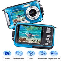 Waterproof Camera Underwater Camera Full HD 1080P 24.0 MP Video Recorder Selfie Dual Screens 16X Digital Zoom Waterproof Digital Camera for Snorkeling