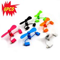 Portable 3 in 1 Mini USB Fan Cell Phone Fan Powerfull Hanldheld Mini Fan for Samsung Glaaxy Note 9,Note 8 S9 iPhone/iPad and Android Type-C, Android Micro-USB Phones （6PCS6colors）