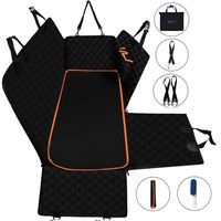 HANSPROU Dog Car Seat Cover 100% Waterproof Dog Seat Cover for Back Seat Scratchproof Nonslip Dog Car Hammock with Storage Pocket 1 Dog Seat Belt 1 Extra Padded Cars Trucks SUVs