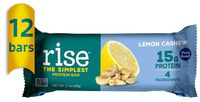 Rise Pea Protein Bar, Lemon Cashew, Soy Free, Paleo Breakfast & Snack Bar, 15g Protein, 4 Natural Whole Food Ingredients, Simplest Non-GMO, Vegan, Gluten Free, Plant Based Protein, 12 Pack